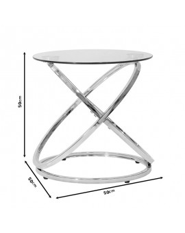 Βοηθητικό τραπέζι Sabin pakoworld μέταλλο-γυαλί 5mm Φ50x50εκ