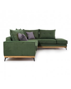 Γωνιακός καναπές αριστερή γωνία Luxury II pakoworld ύφασμα κυπαρισσί-ανθρακί 290x235x95εκ