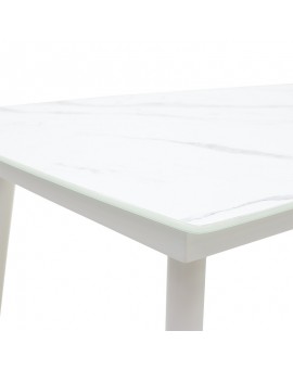 Τραπέζι κήπου Zeren pakoworld μέταλλο λευκό-γυαλί 160x90x78εκ
