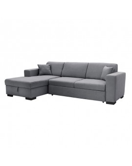 Γωνιακός καναπές-κρεβάτι δεξιά γωνία Gabriele pakoworld ύφασμα γκρι 262x157x83εκ