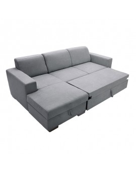 Γωνιακός καναπές-κρεβάτι δεξιά γωνία Gabriele pakoworld ύφασμα γκρι 262x157x83εκ