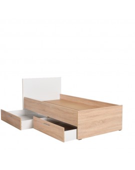 Κρεβάτι Maeve pakoworld λευκό-sonoma αποθηκευτικός χώρος 90x190εκ