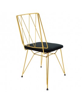 Καρέκλα Radia pakoworld ύφασμα μαύρο-χρυσό gloss πόδι