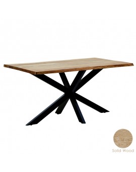 Τραπέζι Majesty pakoworld μασίφ ξύλο 4εκ καρυδί-πόδι μαύρο 160x90x77εκ