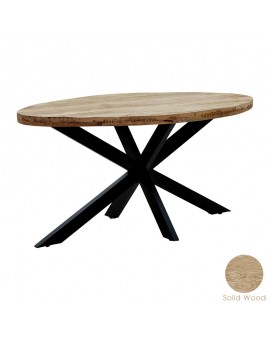 Τραπέζι Majesty pakoworld μασίφ ξύλο 4εκ καρυδί-πόδι μαύρο 160x90x74εκ