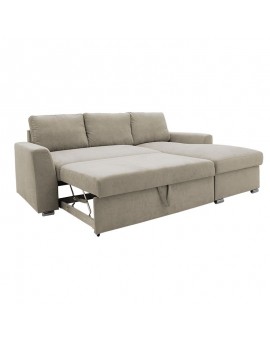 Γωνιακός καναπές-κρεβάτι αριστερή γωνία Belle pakoworld μπεζ 236x164x88εκ