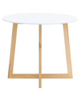 Τραπέζι Sarah pakoworld λευκό gloss-sonoma Φ90x76εκ