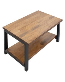 Τραπέζι σαλονιού Glen pakoworld μασίφ ξύλο πεύκου καρυδί-καφέ 79x49x50εκ