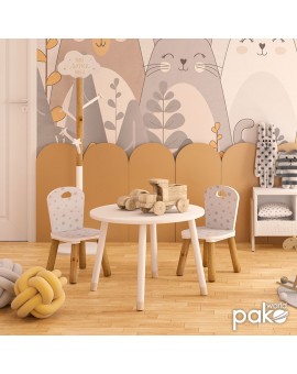 Παιδικό τραπεζάκι Playful pakoworld λευκό-φυσικό Φ60x43,5εκ