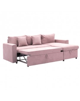 Γωνιακός καναπές-κρεβάτι αναστρέψιμος Lilian pakoworld ύφασμα σάπιο μήλο 225x148x81εκ