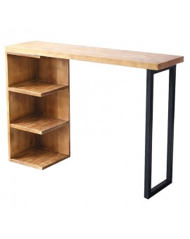 Τραπέζι μπαρ Collins pakoworld φυσικό ξύλο πεύκου 35mm φυσικό-μαύρο 139x29x90εκ