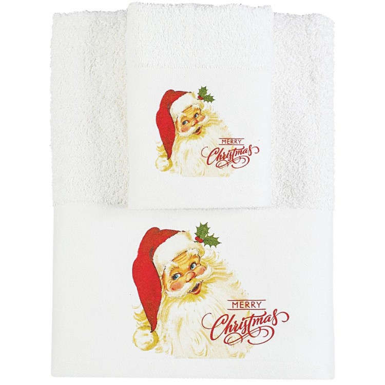 Πετσέτες Χριστουγεννιάτικες Σετ 2ΤΜΧ CR-5 ΛΕΥΚΟ 50 x 90 / 30 x 50 cm