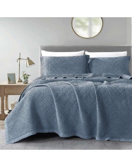 Κουβέρτα Ζακάρ Σετ Carrara Μπλε Υπέρδιπλη 230 x 245 cm + (2) 50 x 70 cm