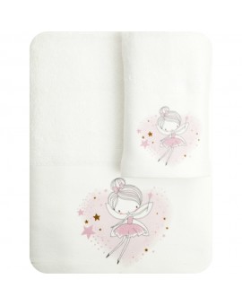 Πετσέτες Σετ 2ΤΜΧ Fairy Λευκό 70 x 120 / 30 x 50 cm