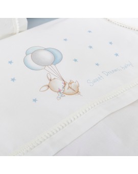 Σεντόνια Κούνιας Σετ Sweet Dreams Baby Λευκό-Σιέλ (2) 120 x 160 cm + 30 x 40 cm