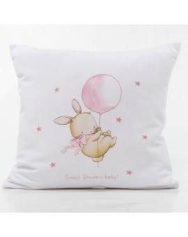Μαξιλάρι Διακοσμητικό Printed Sweet Dreams Baby Λευκό-Ροζ 45 x 45 cm