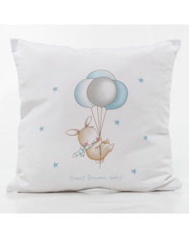 Μαξιλάρι Διακοσμητικό Printed Sweet Dreams Baby Λευκό-Σιέλ 45 x 45 cm
