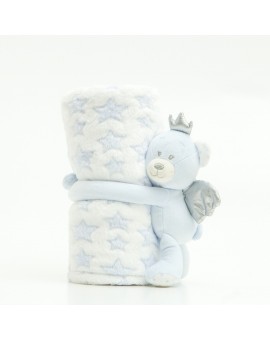 Κουβέρτα Αγκαλιάς Σετ Κουκλάκι Angel Bear Γαλάζιο 75 x 100 cm
