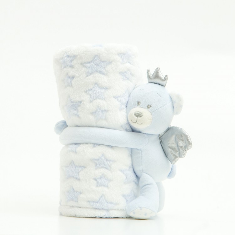 Κουβέρτα Αγκαλιάς Σετ Κουκλάκι Angel Bear Γαλάζιο 75 x 100 cm
