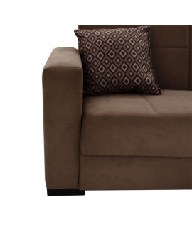Kαναπές κρεβάτι Vox pakoworld 2θέσιος ύφασμα βελουτέ μπεζ-μόκα 148x77x80εκ