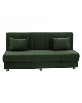 Kαναπές κρεβάτι Romina pakoworld 3θέσιος ύφασμα βελουτέ πράσινο 180x75x80εκ