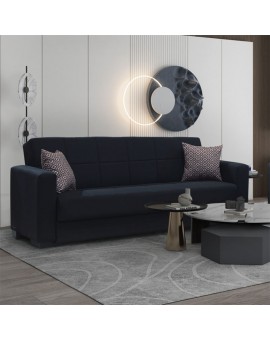 Kαναπές κρεβάτι Vox pakoworld 3θέσιος ύφασμα βελουτέ μαύρο 212x77x80εκ