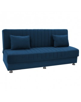 Kαναπές κρεβάτι Romina pakoworld 3θέσιος ύφασμα βελουτέ μπλε 180x75x80εκ