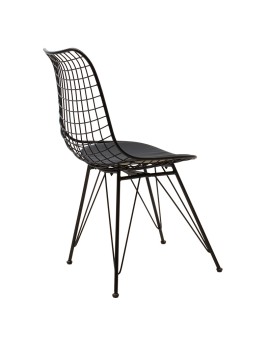 Καρέκλα Taj pakoworld μέταλλο μαύρο-μαξιλάρι PVC μαύρο