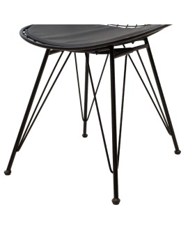 Καρέκλα Taj pakoworld μέταλλο μαύρο-μαξιλάρι PVC μαύρο