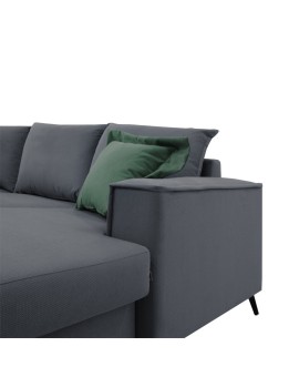 Γωνιακός καναπές Fabulous pakoworld αναστρέψιμος ύφασμα ανθρακί-κυπαρισσί 240x165x95εκ