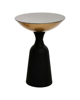 Βοηθητικό τραπέζι Tika pakoworld μαύρο-χρυσό Φ42x56εκ