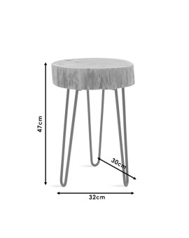 Βοηθητικό τραπέζι σαλονιού Tripp I pakoworld μασίφ ξύλο 6,5-7εκ καρυδί-πόδι μαύρο 32x30x47εκ