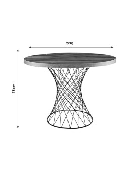 Τραπέζι Roter pakoworld μέταλλο μαύρο-λευκό μαρμάρου Φ90x75εκ