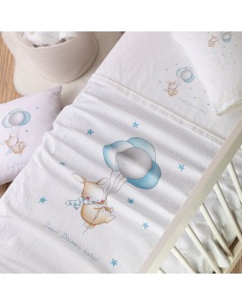 Κουβέρτα Πικέ Κούνιας Sweet Dreams Baby Λευκό-Σιέλ 110 x 140 cm