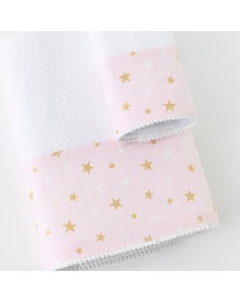 Πετσέτες Σετ 2ΤΜΧ Stardust Λευκό-Ροζ 70 x 120 / 30 x 50 cm