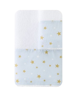 Πετσέτες Σετ 2ΤΜΧ Stardust Λευκό-Σιέλ 70 x 120 / 30 x 50 cm