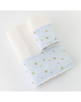 Πετσέτες Σετ 2ΤΜΧ Stardust Εκρού-Σιέλ 70 x 120 / 30 x 50 cm