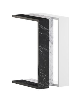 Βοηθητικό τραπέζι Muju pakoworld σε 3 χρώματα μαύρο μαρμάρου-λευκό μαρμάρου-λευκό 40x30x57εκ