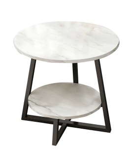 Τραπέζι σαλονιού Rota MDF λευκό μαρμάρου-μαύρο Φ60x60cm