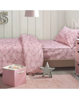 Σετ σεντόνια μονά με λάστιχο Princess Art 6214 100x200+30 Ροζ Beauty Home