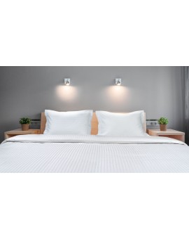 Σεντόνο υπέρδιπλο ξενοδοχείου Silky Percal Pennie 250TC Satin Stripe 100% Cotton Λευκό 240x275 Beauty Home