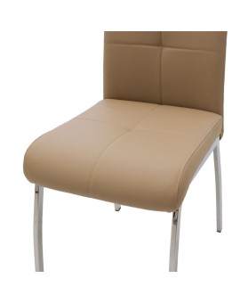 Καρέκλα Ariadne pakoworld PU μόκα-πόδι χρωμίου