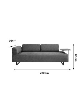 Καναπές κρεβάτι 3θέσιος με βοηθητικό τραπέζι PWF-0595 pakoworld ύφασμα μπεζ 220x90x80εκ