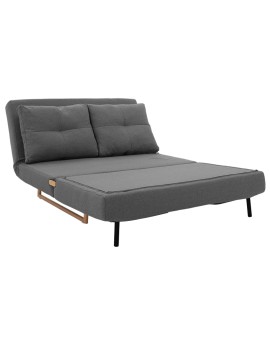 Καναπές 2θέσιος-κρεβάτι Edda pakoworld ύφασμα γκρι 118x98x86εκ