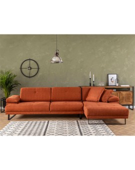 Γωνιακός καναπές με αριστερή γωνία PWF-0586 pakoworld ύφασμα κεραμιδί 314x174x83εκ