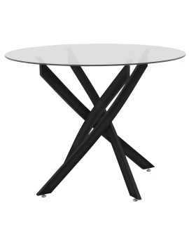 Τραπέζι Greta pakoworld γυαλί 8mm tempered-μαύρο Φ100x75εκ