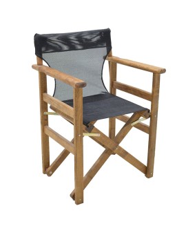 Καρέκλα-πολυθρόνα σκηνοθέτη Retto pakoworld μασίφ ξύλο οξιάς καρυδί-πανί μαύρο