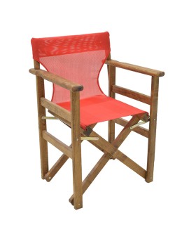 Καρέκλα-πολυθρόνα σκηνοθέτη Retto pakoworld μασίφ ξύλο οξιάς καρυδί-πανί κόκκινο