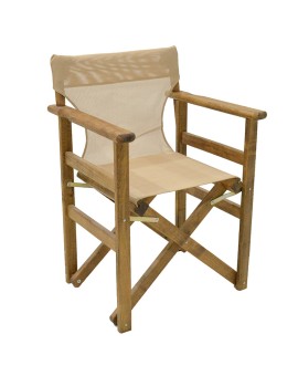 Καρέκλα-πολυθρόνα σκηνοθέτη Retto pakoworld μασίφ ξύλο οξιάς καρυδί-πανί φραπέ
