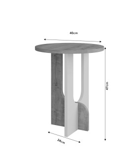 Βοηθητικό τραπέζι Luna pakoworld φυσικό-λευκό Φ40x47εκ